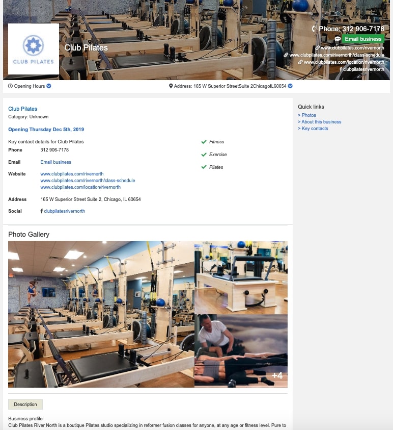 Local business listing of Club Pilates on Hotfrog